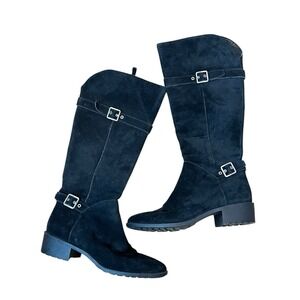 Cole Haan Indiana Waterproof Suede Riding Boots Black size 9.5b Knee High